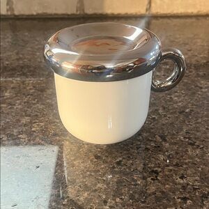 Anthropologie White and Silver Mug